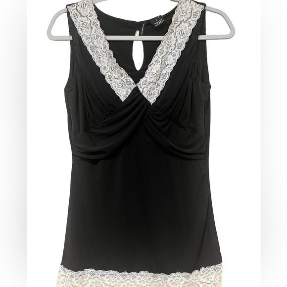 New Directions 90s Y2K Tank Top Baby Doll Style Black Lace Detail Size Small - Picture 3 of 6